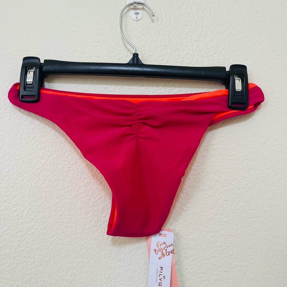 Pilyq Fuchsia and Neon Orange Reversible Bikini Bottom Size S NWT